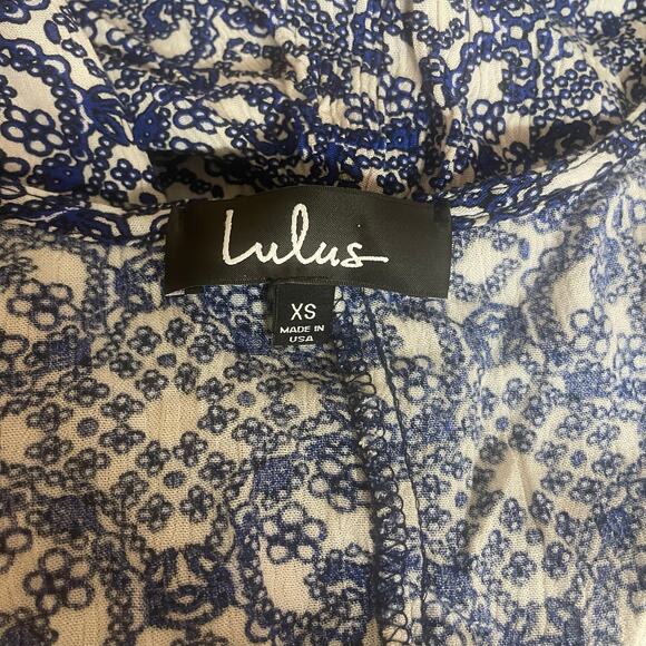 Lulu's navy & white maxi dress size XS extra small long sleeve deep v neck - Picture 7 of 8